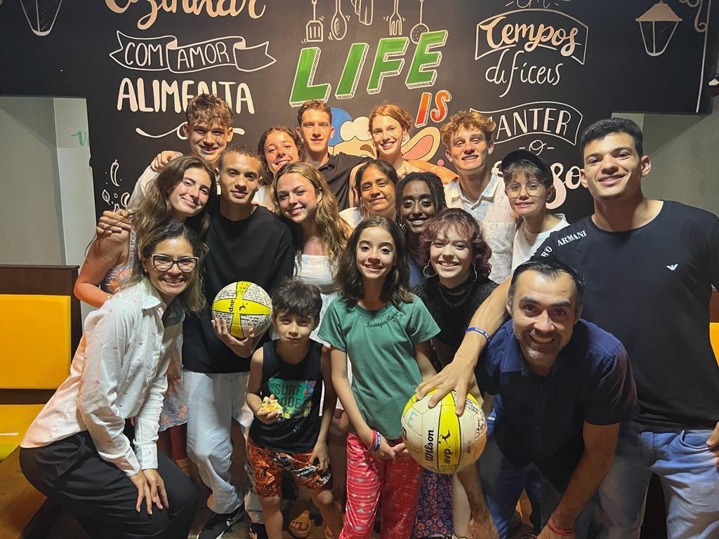 Mission team with volleyballs